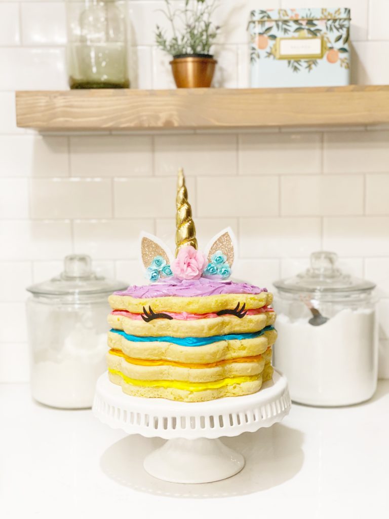 quarantine unicorn birthday cake with eyelashes