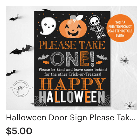 Halloween Please Take One Sign Printable 